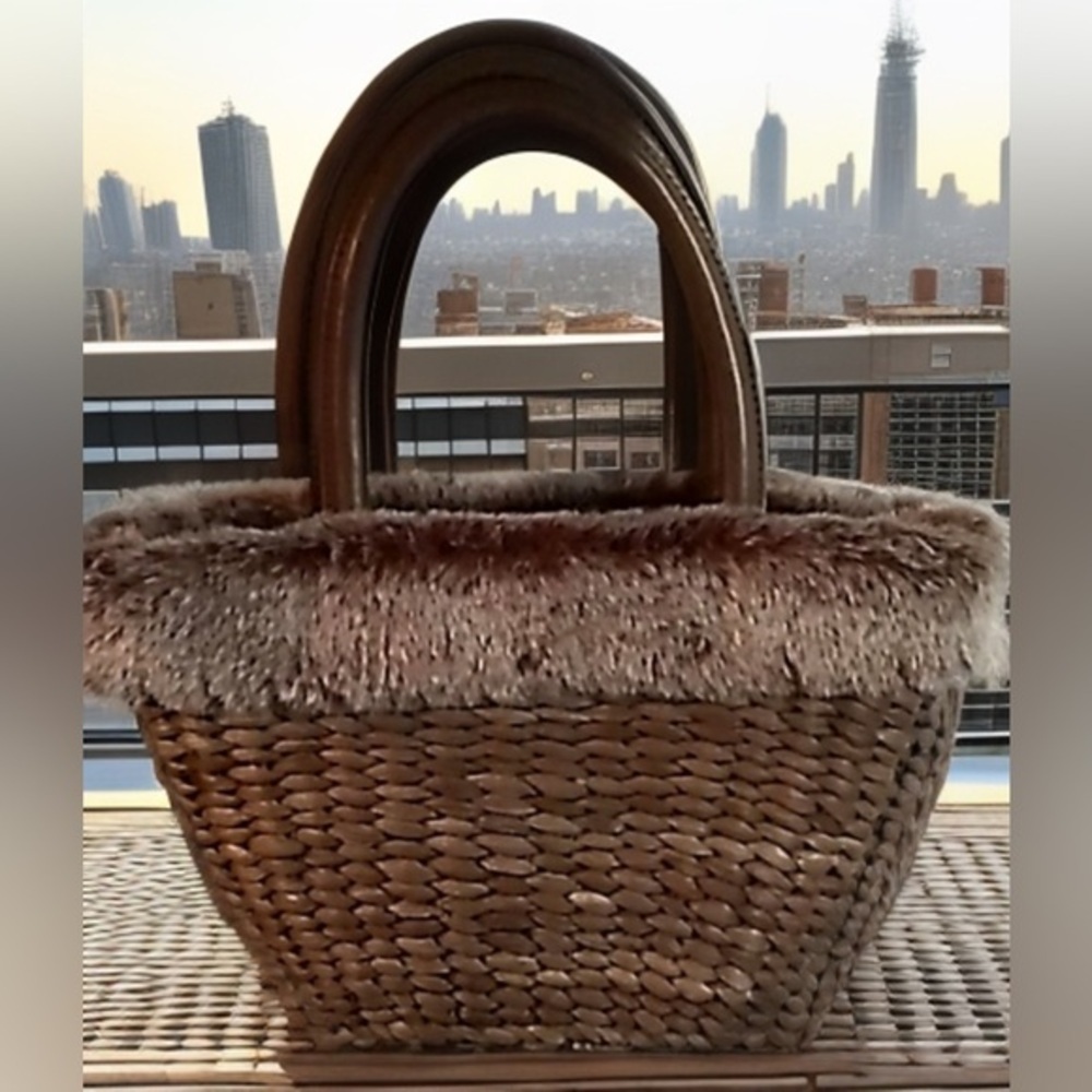 Bag from bath and body.  Rattan with faux fur!​​​​​